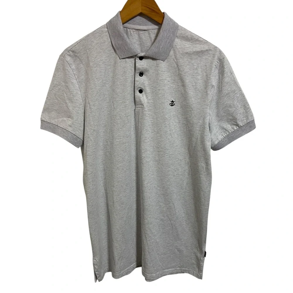Blakely Men's Performance Light Grey Heather Logo Golf Polo Preppy‎ Shirt Large